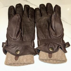 Men’s Brown Leather Gloves with Tan Cuffs - XL